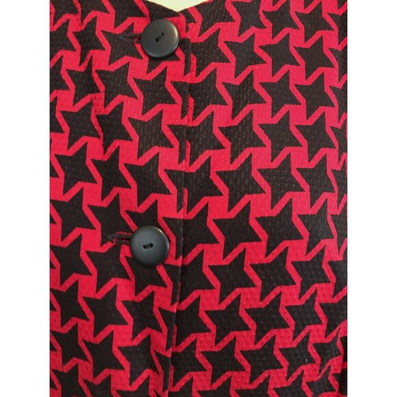 80s 90s Vintage Black and Red Star Suit Jacket by Jacqueline Ferrer Size 14 - Picture 2 of 7